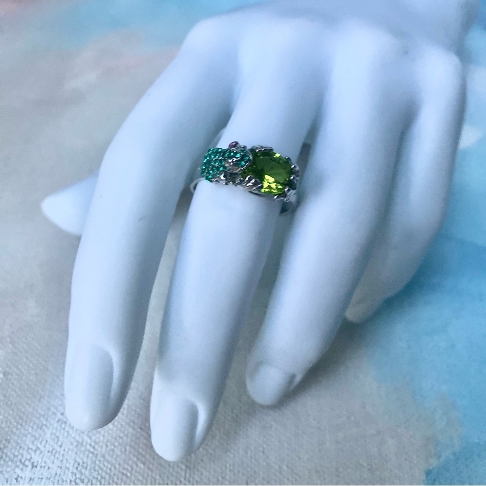 Vintage Green Cubic Zirconia Frog Ring Size 9.75 - Picture 5 of 6